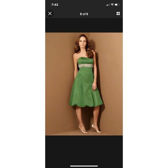 Alfred Angelo Size 4 Strapless Dress Celadon Champagne Gown - Picture 10 of 10